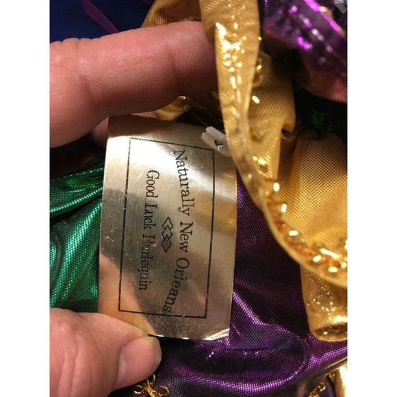 17" Porcelain Doll "Naturally New Orleans" Good Luck Harlequin Gold Green Purple - Picture 4 of 4